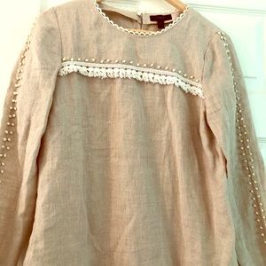 Tan Linen J. Crew Long Sleeve Shirt...Tag on!